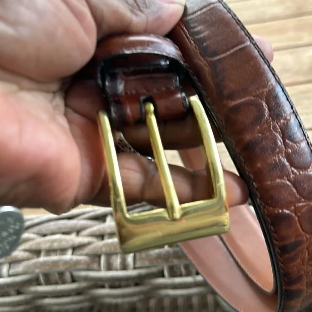 Crocodile  Brown Mens Leather Belt 48